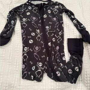 Little Sleepies Skeleton Print Kids Footie - Black and White